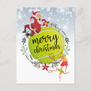 Tennis Ball achter kerstkerstkerst Feestdagenkaart