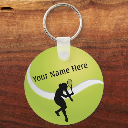 Tennis Ball and Female Player Silhouette Sleutelhanger (Voorkant)