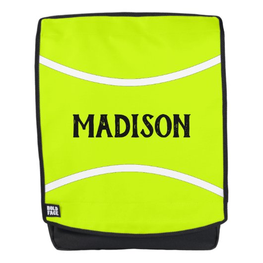 Tennis Ball Custom Text Bold Face Backpack (Voorkant)