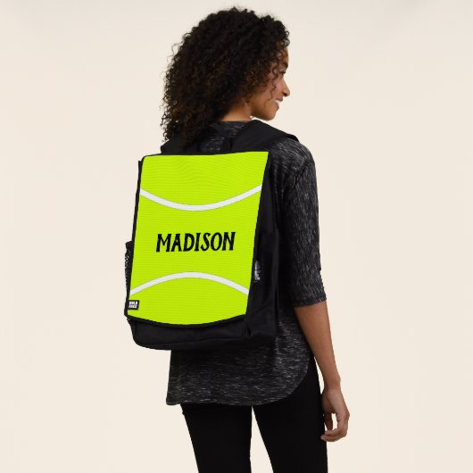 Tennis Ball Custom Text Bold Face Backpack (Gedragen)