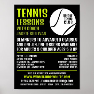 Tennis Ball Design, Tennis Lessen/Classes Advert Poster