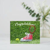 Tennis ball feliciteert groen briefkaart (Staand voorkant)