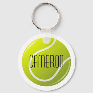 Tennis ball gepersonaliseerde naam sleutelhanger