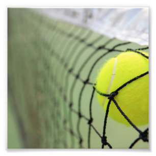 Tennis Ball Hitting Net Foto Afdruk