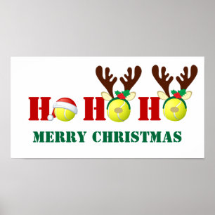 Tennis Ball Ho Ho Merry kerst Green, rood Poster