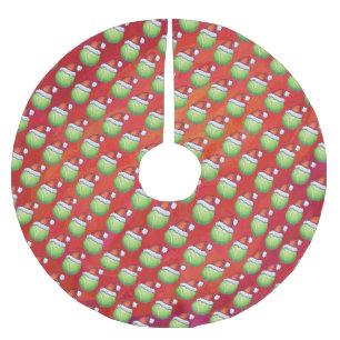 Tennis Ball in Santa Hat Pattern op Red Kerstboom Rok