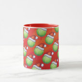 Tennis Ball in Santa Hat Pattern op Red Mok (Midden)