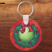 Tennis Ball in Wreath in Red Sleutelhanger (Voorkant)