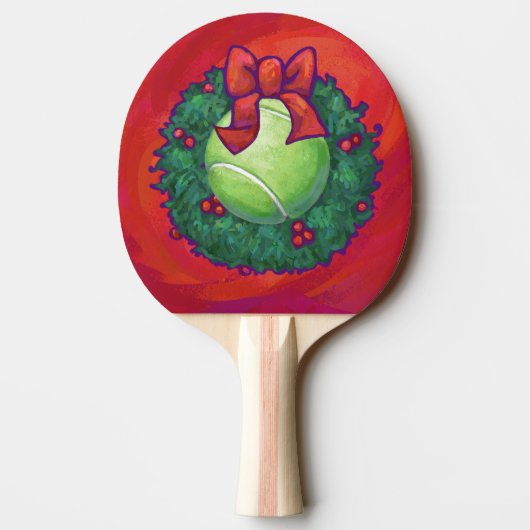 Tennis Ball in Wreath in Red Tafeltennisbatje (Achterkant)