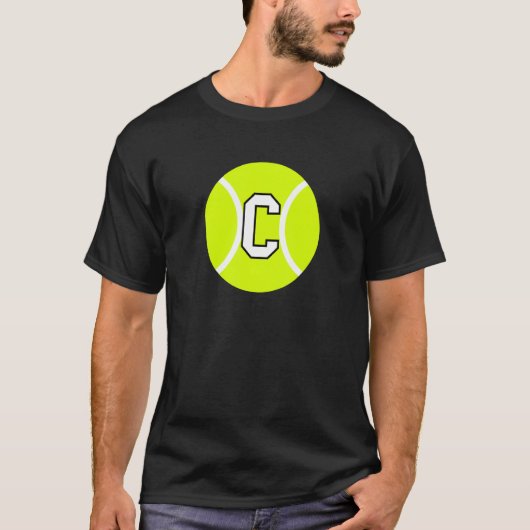 Tennis Ball Initiaal Letter C T-shirt (Voorkant)