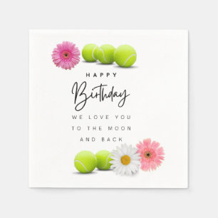 Tennis ball jarig met bloemen liefde voor maan servet