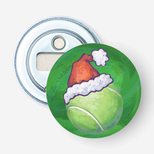 Tennis Ball-kerstgroen Button Flesopener (Voorkant)