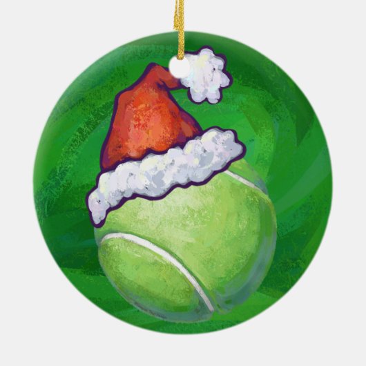 Tennis Ball-kerstgroen Keramisch Ornament (Achterkant)