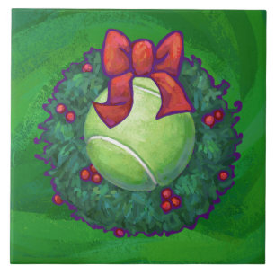 Tennis Ball Kerstmis met groen Tegeltje