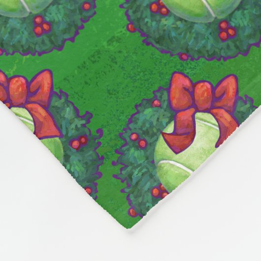 Tennis Ball Kerstmis - Patroon op groen Fleece Deken (Hoek)
