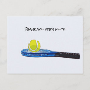 Tennis ball met blauwe racket Hartelijk dank Briefkaart