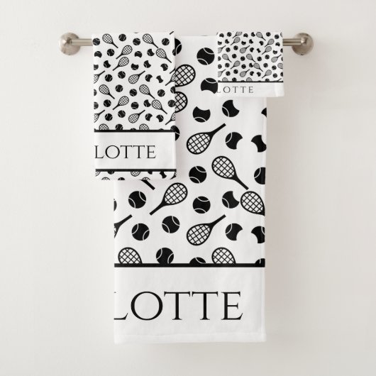 Tennis Ball Motif Noir & Blanc Simple Votre nom (En situation)