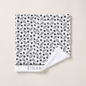 Tennis Ball Motif Noir & Blanc Simple Votre nom (Gant de toilette)