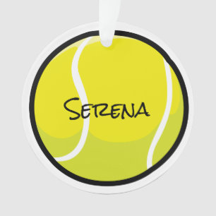 Tennis Ball NAME Gele Witte Sport Ornament