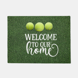 Tennis ball op de rechtbank welkom in ons huis deurmat