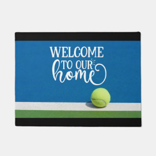 Tennis ball op de rechtbank welkom in ons huis deurmat