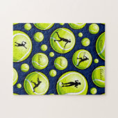 Tennis Ball Player Coach Silhouette & Custom Name Legpuzzel (Horizontaal)