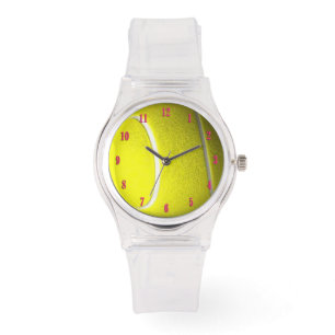 Tennis Ball-poorten met roze getallen Horloge