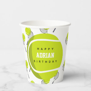 Tennis Ball & Racket Racquet Birthday Party Papieren Bekers