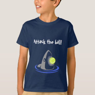 Tennis Ball Shark-aanval met tekst T-shirt