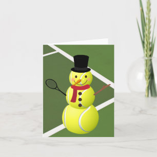 Tennis Ball Snowman en kerstfeestkaart Feestdagen Kaart