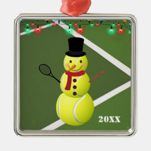 Tennis Ball Snowman Kerstmis Metalen Ornament
