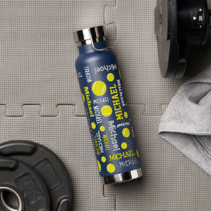 Tennis ball sport grijs geel wit maatje waterfles