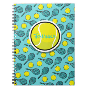 Tennis Ball Yellow White Turquoise Blue Black Name Notitieboek