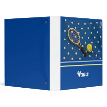 Tennis ballon et raquette avec bleu pois blanc