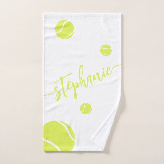 Tennis Balls Nom du script Personnalisé Blanc (Serviette à main)