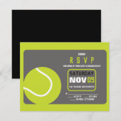 TENNIS Bar Mitzvah Responskaart voor uitnodigingen (Voorkant / Achterkant)