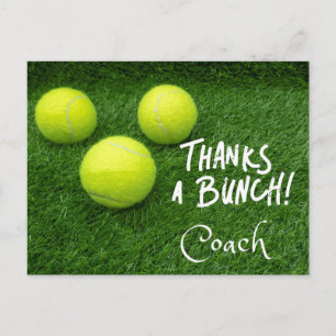 Tennis Bedankt Coach met tennis op groen Briefkaart