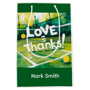 Tennis Bedankt feest met racket en bal Medium Cadeauzakje
