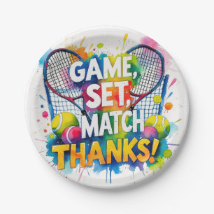 Tennis Bedankt feest met racket en bal Papieren Bordje