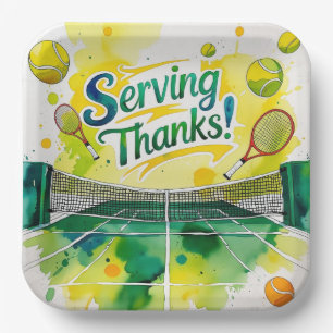 Tennis Bedankt feest met racket en bal Papieren Bordje