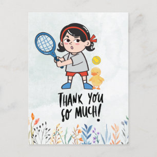 Tennis Bedankt voor de waterverf van busmeisje Briefkaart
