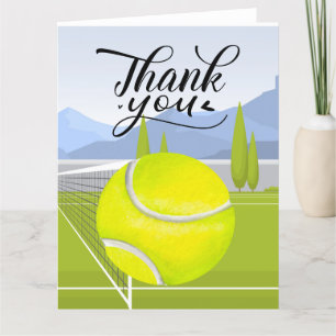 Tennis bedankt voor je kaart met bal op de rechtba