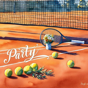 Tennis bedankt voor je kaart met bal op de rechtba