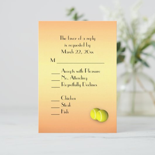 Tennis bij zonsondergang RSVP met menu keuze (Staand voorkant)