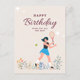 Tennis Birthday for Woman Player Briefkaart