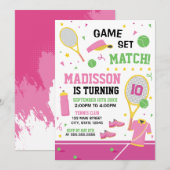 TENNIS Birthday girl Invitation (Devant / Derrière)