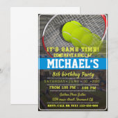 Tennis Birthday Invitation Kaart (Voorkant / Achterkant)