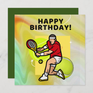 Tennis Birthday met Tennis Player op Ball Kaart