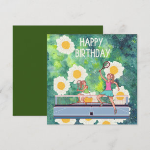 Tennis Birthday met Tennis Player op Flowers Kaart