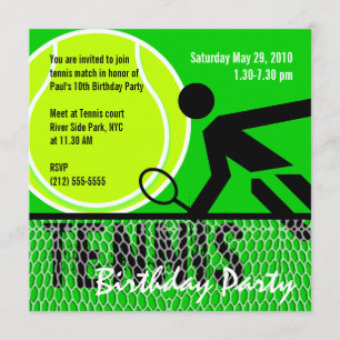 Tennis Birthday Party Invitation Kaart